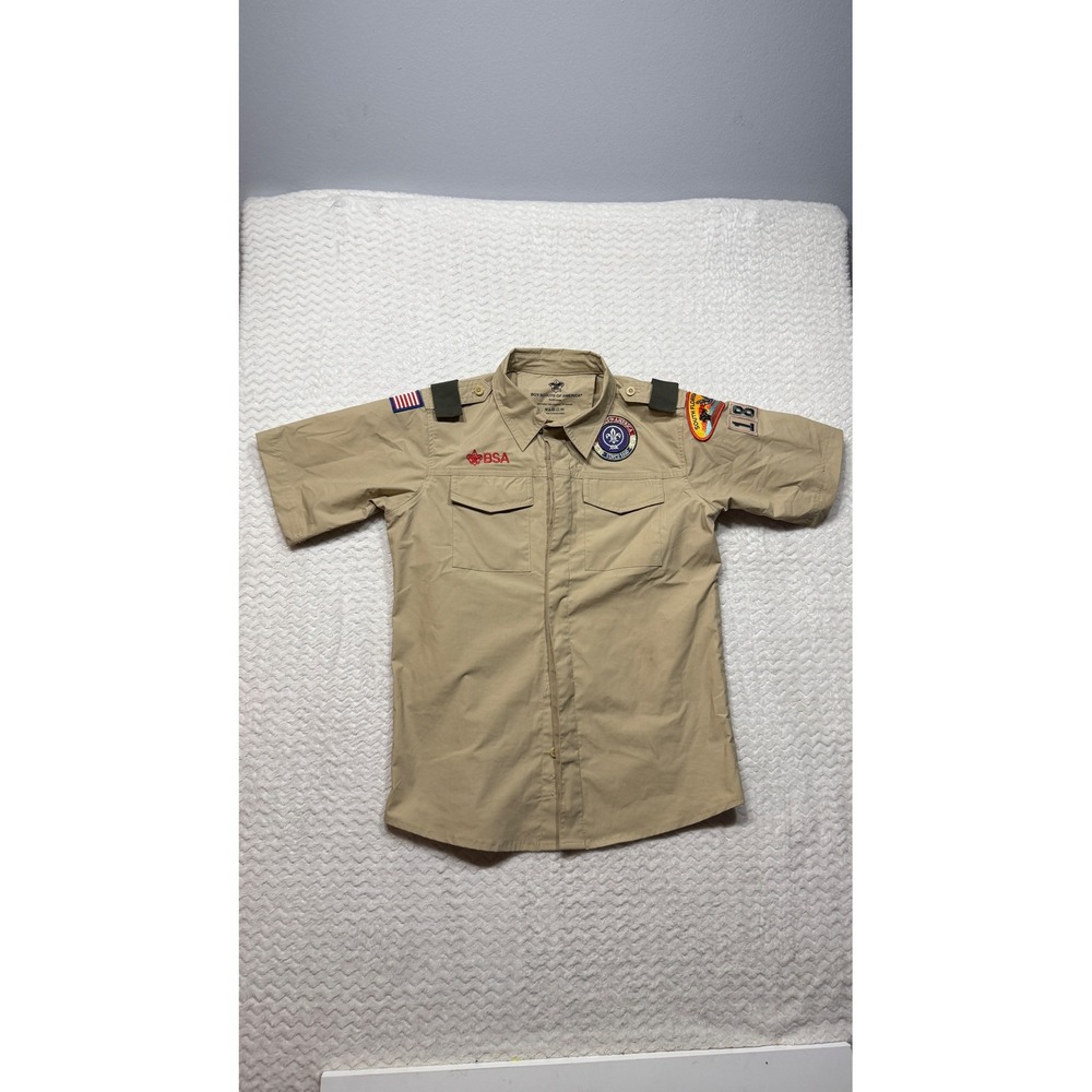 Boy Scouts of America BSA Tan Short Sleeve Uniform Shirt South Florida Troop 18